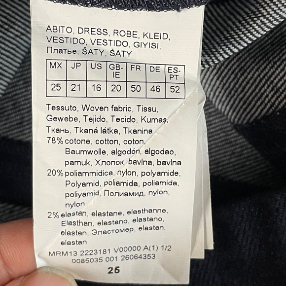 Marina Rinaldi‎ Dress 16 Denim Blue Midi Asymmetrical Ruffle Italy Quiet Luxury - Picture 7 of 10